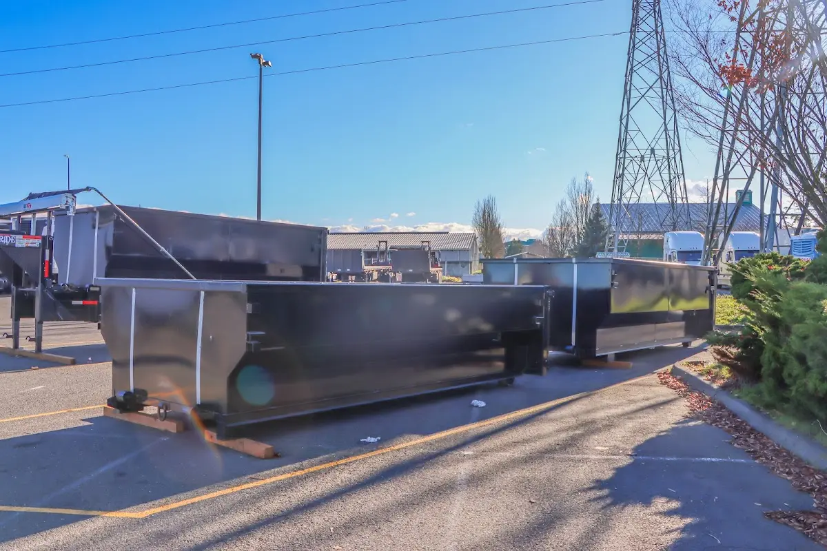 Roll-off dumpster ready for waste disposal at job site for Construction Dumpster Rental in North Versailles